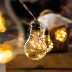 Un classique du design avec la technologie solaire : guirlande lumineuse solaire décorative avec 10 ampoules Les bonnes vieil ...