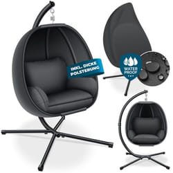 Luxe Fauteuil suspendu avec structure + coussin d'assise moelleux Rembourrage latéral Coussins d'assise et de dossier Panier suspendu Indoor &
