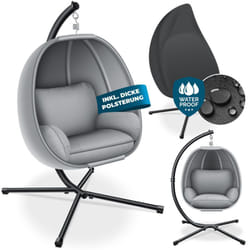 Luxe Fauteuil suspendu avec structure + coussin d'assise moelleux Rembourrage latéral Coussin d'assise et de dossier Panier suspendu Indoor & Outdoor