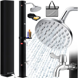 Douche solaire 40- 60 litres Douche solaire de jardin eau chaude max. 60°C Avec support de douche métallique & capot de protection Douche de piscine