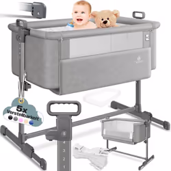 KESSER Lit Hubi 3 en 1, utilisable comme lit d’appoint pour enfant, lit de voyage ou simplement comme lit de bébé autonome cl ...