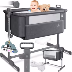 KESSER Lit Hubi 3 en 1, utilisable comme lit d’appoint pour enfant, lit de voyage ou simplement comme lit de bébé autonome cl ...