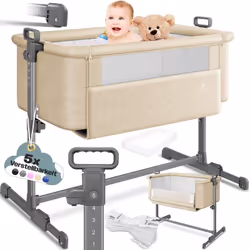KESSER Lit Hubi 3 en 1, utilisable comme lit d’appoint pour enfant, lit de voyage ou simplement comme lit de bébé autonome cl ...