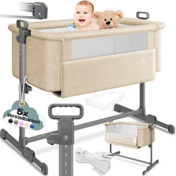 KESSER® Lit d'appoint Hubi 3en1 Lit d'appoint bébé Lit de voyage Lit bébé avec matelas souple avec roulettes Lit d'enfant 5 hauteurs réglables