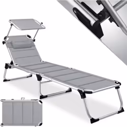 Chaise longue SUN KESSER - avec anses pratiques, pare-soleil, surface de couchage et coussin de nuque rembourrés Avec notre c ...