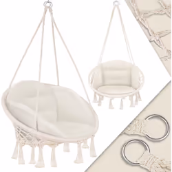 KESSER Chaise suspendue relaxante en macramé avec coussins moelleux, d’une charge maximale de 150 kg, pour extérieur et intér ...