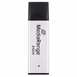 MediaRange MR1904, 512 Go, USB Type-A, 3.2 Gen 1 (3.1 Gen 1), 250 Mo/s, Casquette, Noir, Argent