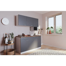 Cuisine Mini-cuisine Single Luis 150 cm Blanc Gris sans réfrigérateur Respekta