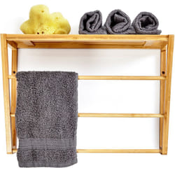 Blumfeldt - tagère pour la salle de bain avec 3 barres à serviettes Tablette supérieure 42x30x20cm bambou