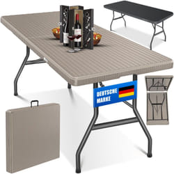 Table buffet table pliante plastique 183x76 cm aspect rotin table de camping table de fête table pliante pour jardin terrasse et balcon Brun - Kesser