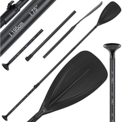 Paddle - 3-pièces pour kayak sup Stand-Up Paddling Board Pagaie fixe Réglable télescopique 165cm-215cm Aluminum pour Stand Up Paddle Kayak Noir