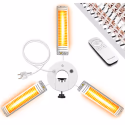 KESSER Chauffage radiant parasol 3000 W, 3 radiateurs infrarouges contrôlables individuellement par télécommande, protection  ...