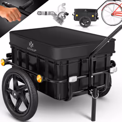 DESCRIPTION GÉNÉRALE La remorque pour vélo KESSER est un modèle 2 en 1, pouvant être utilisée comme chariot ou remorque. Elle ...