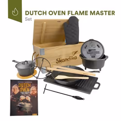Four hollandais Marmite fonte Skandika Dutch Oven Set Flame Master - Set de 11 éléments avec pieds