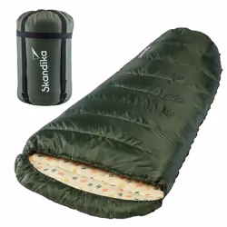 Sac de couchage sarcophage momie xxl - Skandika Vegas - 3 saisons - 220x110 cm - Jumelable - Vert - Zip à Gauche