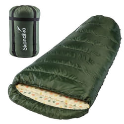 Sac de couchage sarcophage momie xxl - Skandika Vegas - 3 saisons - 220x110 cm - Jumelable - Vert - Zip à Gauche