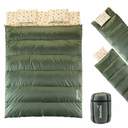 Sac de Couchage Rectangulaire Double - Skandika Iceland - 2 Personnes 3 Saisons coussins - vert