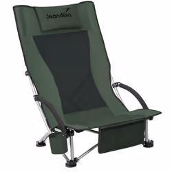 Chaise de Plage Pliable - Skandika Beach - Chaise de Camping Pliante Confortable - Max. 136 kg - Sac de Transport - Vert