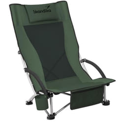 Chaise de Plage Pliable - Skandika Beach - Chaise de Camping Pliante Confortable - Max. 136 kg - Sac de Transport - Vert