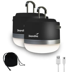 Lot de 2 lampes LED de camping - Skandika Tarfala - rechargeable crochet de suspension port USB 110 lampe dappoint - Noir