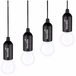 Lampe de camping LED suspendue - Skandika Narvik - ampoule rétro avec cordon pull light - Noir