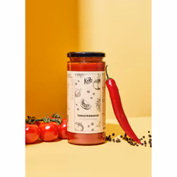 KoRo SAUCE_003, 49% purée de tomates, 34% pâte de tomates, 13% concentré de tomates, huile d'olive extra..., Italie, 56 kcal, ...