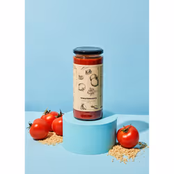 KoRo SAUCE_005, 30% purée de tomates, 21% concentré de tomates, 12% farine de SOYA texturée réhydratée,..., Italie, 76 kcal, ...