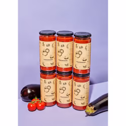 KoRo SAUCE_007_T6, 33% purée de tomates, 22% pâte de tomates, 15% aubergine, 11% concentré de tomates, eau,..., Italie, 55 kc ...