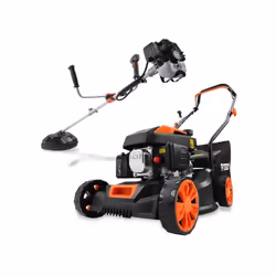 NOUVEAU FUXTEC Ensemble d'outils de jardinage avec tondeuse à essence FX-RM4180 & débroussailleuse à essence FX-MS125 Pour un ...