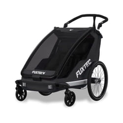 Fuxtec - Remorque vélo en noir Sport Cruiser - charge max. 45kg, 2 ceintures 5 points, Enfants Poussette Pliable