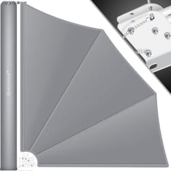 Ventail de balcon pliable avec support mural Brise-vue balcon pare-vent Brise-vue balcon Store latéral Résistant aux intempéries Gris clair - Kesser