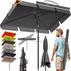 KESSER Parasol rectangulaire très robuste, avec protection UV, Housse de protection et étui 2 en 1, piquet de terre intégré,  ...