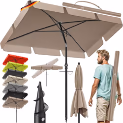 KESSER Parasol rectangulaire très robuste, avec protection UV, Housse de protection et étui 2 en 1, piquet de terre intégré, ...