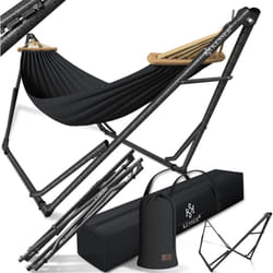 Hamac Vill avec support Métal Pliable réglable Cadre stable Indoor & Outdoor Avec sac de transport + sac Fauteuil hamac Support hamac Anthracite