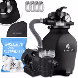 KESSER Système de filtration à sable, avec 700 g de balles filtrantes pour une filtration professionnelle de l’eau de piscine ...