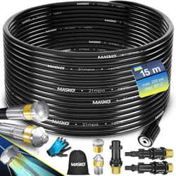 Kesser - masko® Premium Kit tuyau de nettoyage de canalisations 200 bar avec sacoche 3 adaptateurs 2 buses + rotation compatible avec Kärcher 15m /
