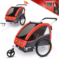 KESSER Remorque pour enfants Sport-RX 2in1 utilisable comme remorque de vélo et poussette, intérieur spacieux et espace pour  ...