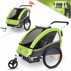 DESCRIPTION GÉNÉRALE La remorque pour enfants KESSER Sport-RX 2en1 peut être utilisée comme remorque de vélo ou poussette. El ...