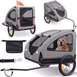 KESSER Remorque pour chien avec une grande surface de chargement pour une grande liberté de mouvement, se rince à l'eau et su ...