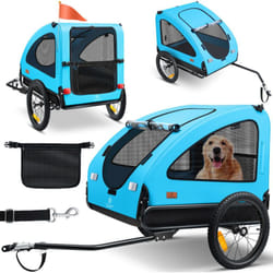 Remorque pour chien Boxer 2-en-1 Buggy pour chien Remorque pour vélo grand volume env. 250L - Drapeau et sac inclus - 600D Oxford Canvas Pliable Bleu
