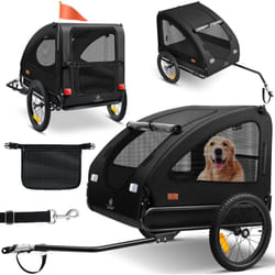 Remorque pour chien Boxer 2-en-1 Buggy pour chien Remorque pour vélo grand volume env. 250L - Drapeau et sac inclus - 600D Oxford Canvas Pliable Noir