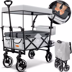KESSER GTS-9100 - chariot de transport pliable avec toit amovible pour une utilisation polyvalente, roues à suspension et ent ...