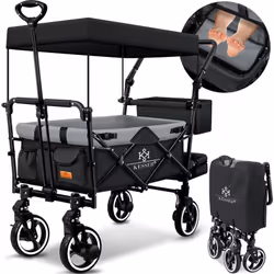KESSER GTS-9100 - chariot de transport pliable avec toit amovible pour une utilisation polyvalente, roues à suspension et ent ...