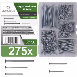 Informations techniques Matériau : acier galvanisé Assortiment de clous en acier 275 pièces Cette gamme est particulièrement  ...