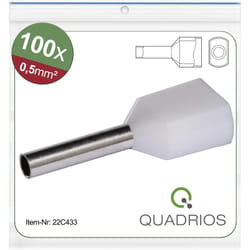22C433 Embout double d'extrémité de câble 0.5 mm² partiellement isolé blanc 1 set X572322 - Quadrios