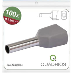 22C434 Embout double d'extrémité de câble 0.75 mm² partiellement isolé gris 1 set X572312 - Quadrios