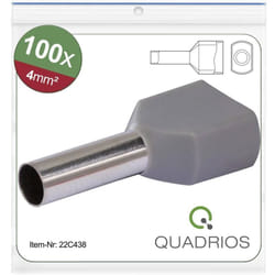 22C438 Embout double d'extrémité de câble 4 mm² partiellement isolé gris 1 set - Quadrios