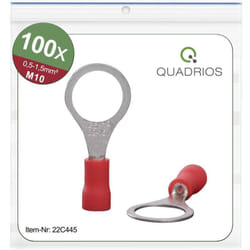 Quadrios - 22C445 Cosse à oeillet Section max.=1.5 mm² ø du trou=10.5 mm partiellement isolé rouge 1 set