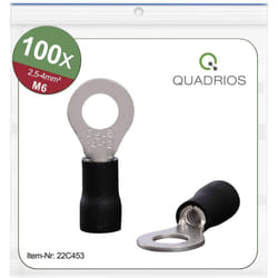 Quadrios - 22C453 Cosse à oeillet Section max.=4.0 mm² ø du trou=6.5 mm partiellement isolé noir 1 set