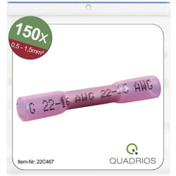 Quadrios - 22C467 Prolongateur avec gaine thermorétractable 0.5 mm² 1.5 mm² entièrement isolé rouge 1 set
